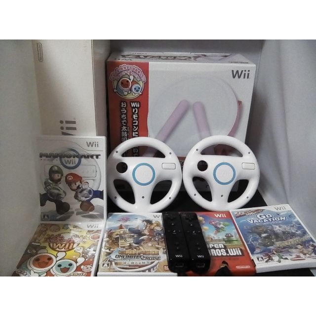 太鼓の達人【一点限り】Wii本体　太鼓の達人　リモコン　ソフト5枚　ハンドル　セット