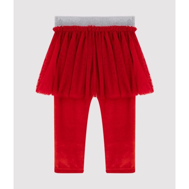 PETIT BATEAU(プチバトー)の新品未使用　プチバトー　36m 　チュール付きベロアカルソン　赤　レッド キッズ/ベビー/マタニティのベビー服(~85cm)(スカート)の商品写真