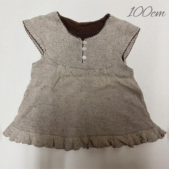 子どもワンピース　カットソー　綿100%  100cm キッズ/ベビー/マタニティのキッズ服女の子用(90cm~)(ワンピース)の商品写真