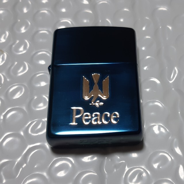 【ZIPPO】Peace ジッポライター ブルーチタン  ゴールド 未使用