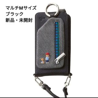 familiar ajew スマホケース マルチ対応Mサイズ ブラック