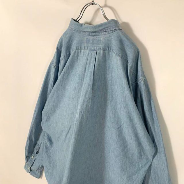 Ralph Lauren(ラルフローレン)のラルフローレン　シャンブレー　シャツ　長袖　青　90s 2XL 古着　ゆるだぼ メンズのトップス(シャツ)の商品写真