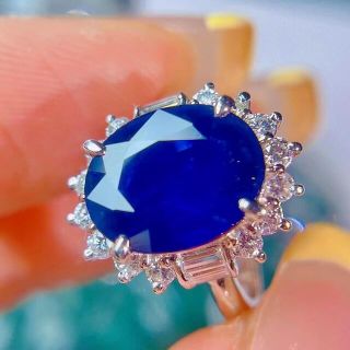 天然 ブルーサファイア ダイヤ リング0.55ct pt900 ^