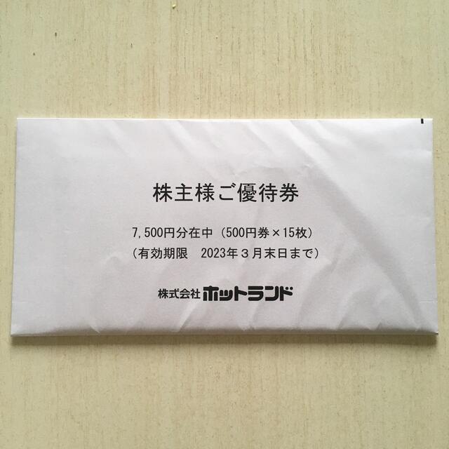 フード/ドリンク券ホットランド株主優待　7500円分