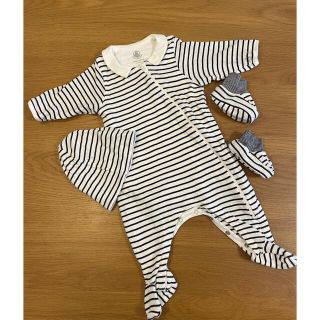 プチバトー(PETIT BATEAU)のプチバトー ロンパース/帽子/靴下 3点セット(ロンパース)