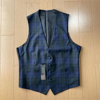 スーツカンパニー(THE SUIT COMPANY)のスーツカンパニー　タータンチェック　ジレ　新品　L ネイビー/グリーン(ベスト)