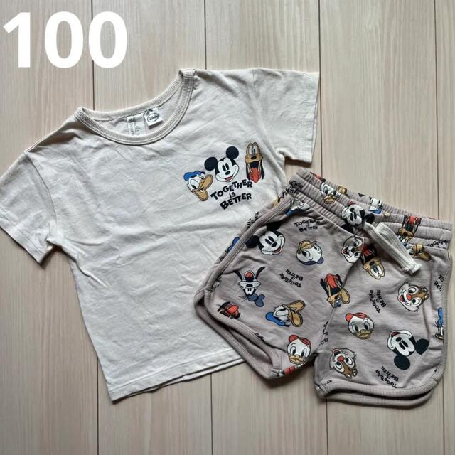 H&M(エイチアンドエム)の【H&M】ディズニー Tシャツ☆総柄ハーフパンツ パジャマ 100 キッズ/ベビー/マタニティのキッズ服男の子用(90cm~)(Tシャツ/カットソー)の商品写真