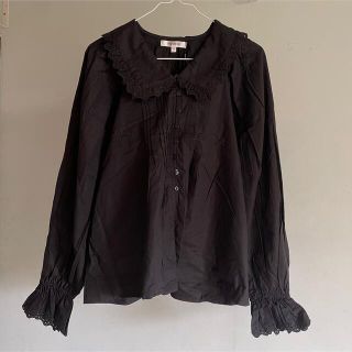 アズールバイマウジー(AZUL by moussy)のmoussy フリルブラウス Black(シャツ/ブラウス(長袖/七分))