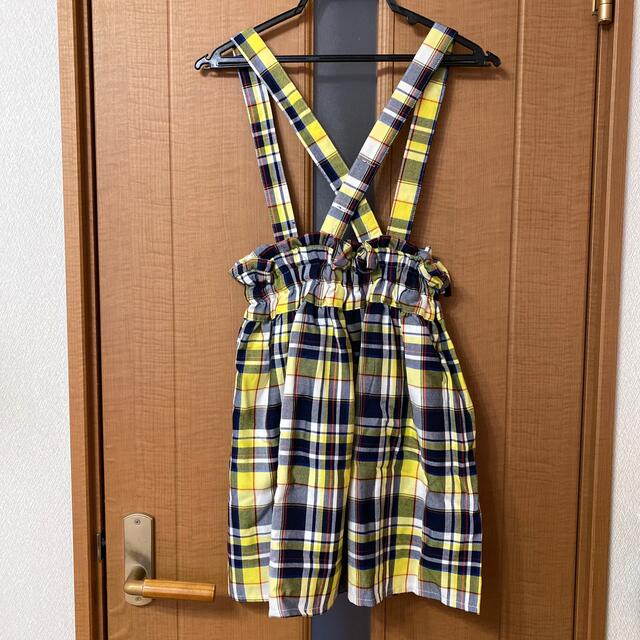 ALGY(アルジー)のアルジー スカート サスペンダー付 黄色チェック柄  160 Mサイズ 美品 キッズ/ベビー/マタニティのキッズ服女の子用(90cm~)(スカート)の商品写真