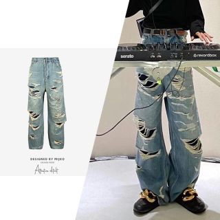 バレンシアガ(Balenciaga)のワイドダメージデニム　スニーカー　ストリート　好きに(デニム/ジーンズ)