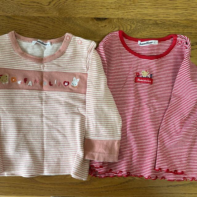 familiar(ファミリア)のファミリア 長袖 ボーダー 2着セット キッズ/ベビー/マタニティのキッズ服女の子用(90cm~)(Tシャツ/カットソー)の商品写真