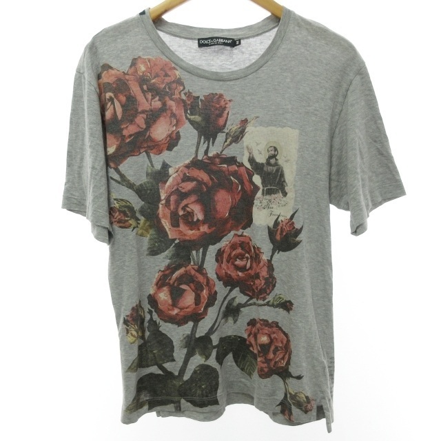 ドルチェ&ガッバーナ ドルガバ Tシャツ カットソー 薔薇 44 約S グレー