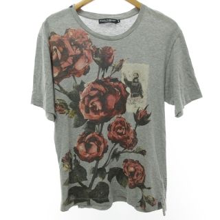 ドルチェアンドガッバーナ(DOLCE&GABBANA)のドルチェ&ガッバーナ ドルガバ Tシャツ カットソー 薔薇 44 約S グレー(Tシャツ/カットソー(半袖/袖なし))