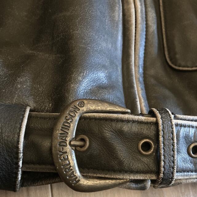 Harley Davidson(ハーレーダビッドソン)のHARLEY DAVIDSON ダメージ加工　革ジャン　ビックロゴ‼️ メンズのジャケット/アウター(レザージャケット)の商品写真