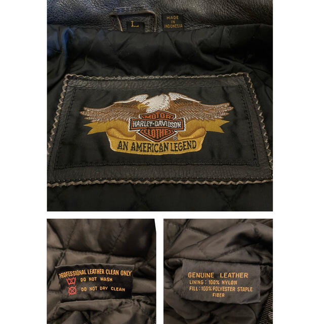 Harley Davidson(ハーレーダビッドソン)のHARLEY DAVIDSON ダメージ加工　革ジャン　ビックロゴ‼️ メンズのジャケット/アウター(レザージャケット)の商品写真