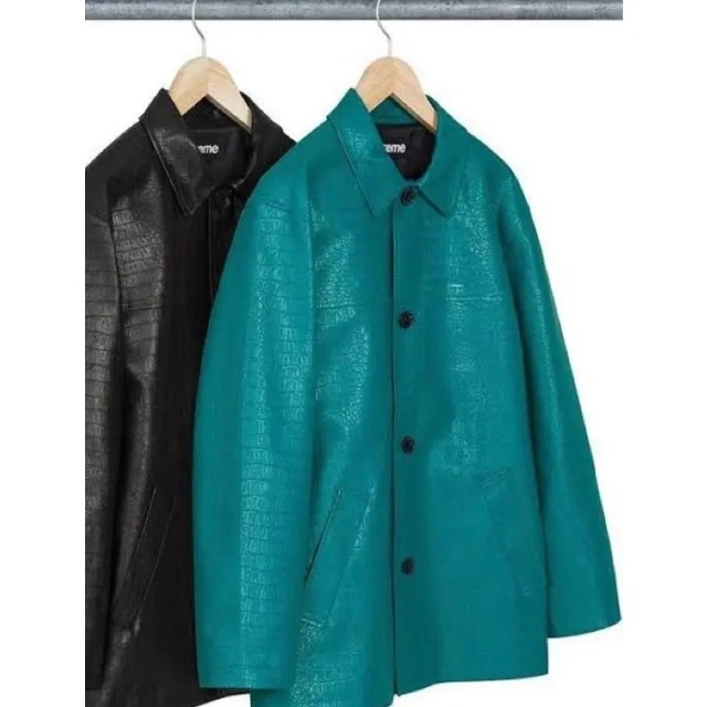 22SS supreme Faux Croc Car Coat ティール