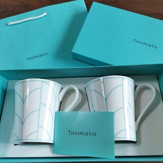 ティファニー(Tiffany & Co.)のティファニー　マグカップ２個セット＆ショップ袋(グラス/カップ)