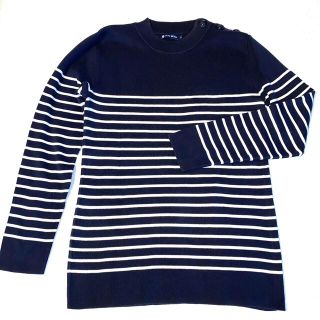 プチバトー(PETIT BATEAU)のPETIT BATEAU プチバトー　紺白/綿/プルオーバーM〜XL(カットソー(長袖/七分))