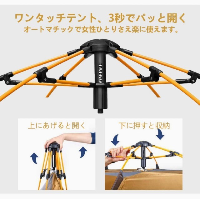 テント ワンタッチテント 二重層 防雨 防水 UVカット数秒設営 3 テント ワンタッチテント 二重層 防雨 防水 UVカット数秒設営 3