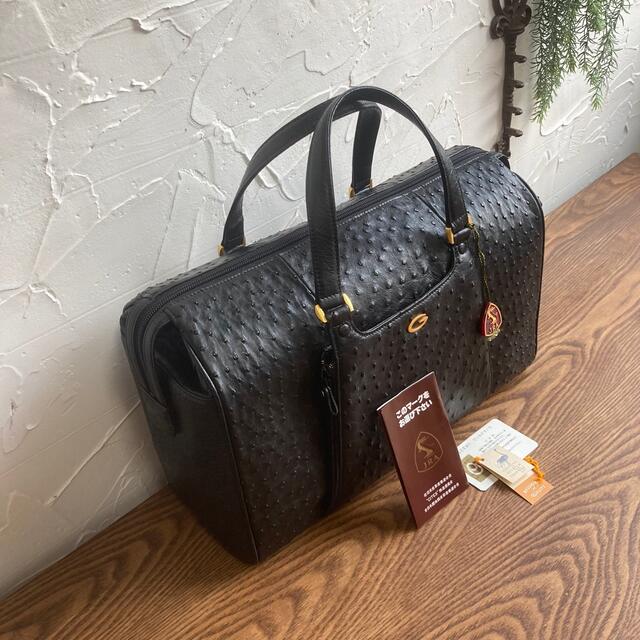 GRES JRA認定オーストリッチ バッグ 美品 大容量 ボストンバッグ 本革 オンラインストア-通販 美品!オーストリッチ 革 ボストンバッグ ボストンバッグ