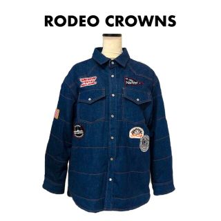 ロデオクラウンズワイドボウル(RODEO CROWNS WIDE BOWL)のRODEO CROWNS 10thワッペンキルトジャケット Fサイズ デニム(Gジャン/デニムジャケット)