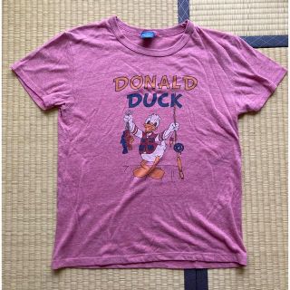 ディズニー 半袖Tシャツ ドナルドダック 古着風 ピンク(Tシャツ(半袖/袖なし))