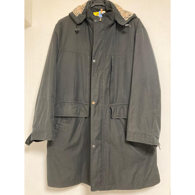 良品 バーバリーロンドン ポリコットン 2WAY フードロング丈 ジャケット-