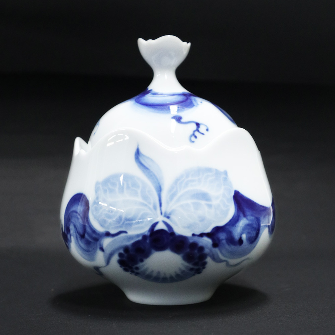 マイセン ブルーオーキッド シュガーポット 蘭 食器 陶磁器 ホワイト ブルー 白 青 Meissen（美品）