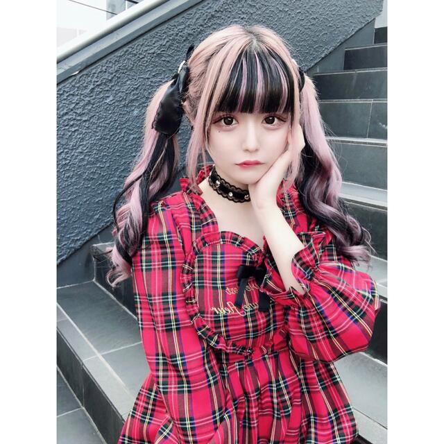 Ank Rouge - Ank Rouge ハートメッセージOP赤チェックワンピース Ank Rouge - Ank Rouge ハートメッセージOP赤チェックワンピース