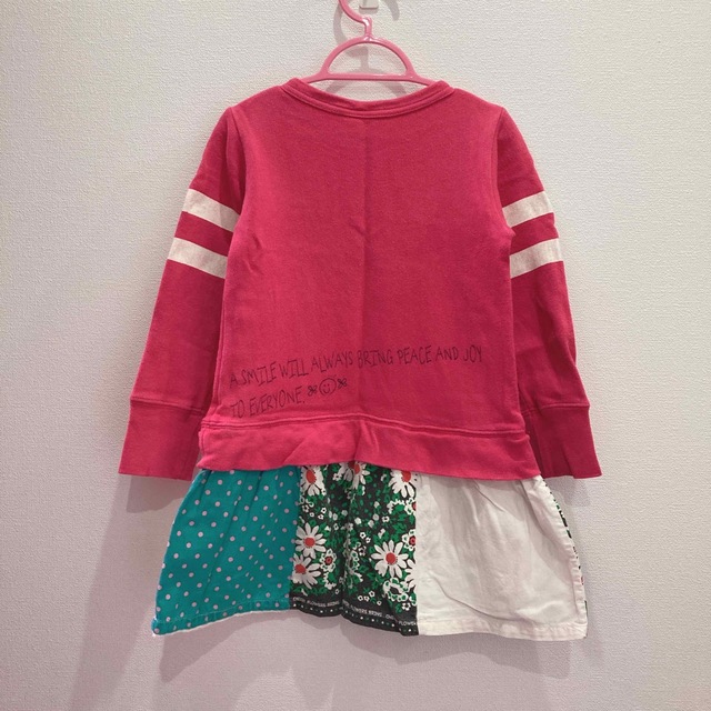 JUNK STORE(ジャンクストアー)のJUNK STORE ドッキングワンピース　女の子　100 ピンク キッズ/ベビー/マタニティのキッズ服女の子用(90cm~)(ワンピース)の商品写真