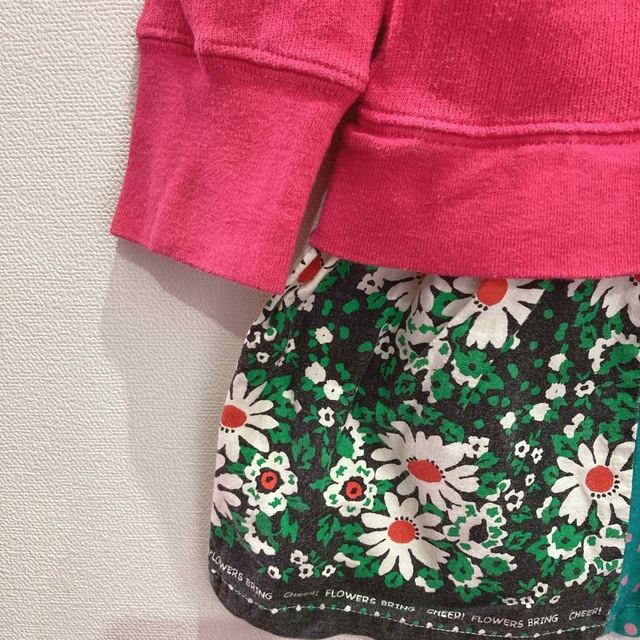 JUNK STORE(ジャンクストアー)のJUNK STORE ドッキングワンピース　女の子　100 ピンク キッズ/ベビー/マタニティのキッズ服女の子用(90cm~)(ワンピース)の商品写真