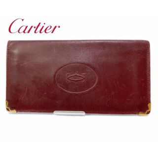 カルティエ(Cartier)のCartier マストドゥ　カルティエ　長財布　お札入れ　ボルドー　カーフ　子羊(折り財布)