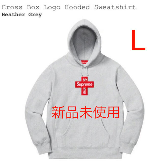 Supreme Cross Box Logo Hooded GREY Lメンズ