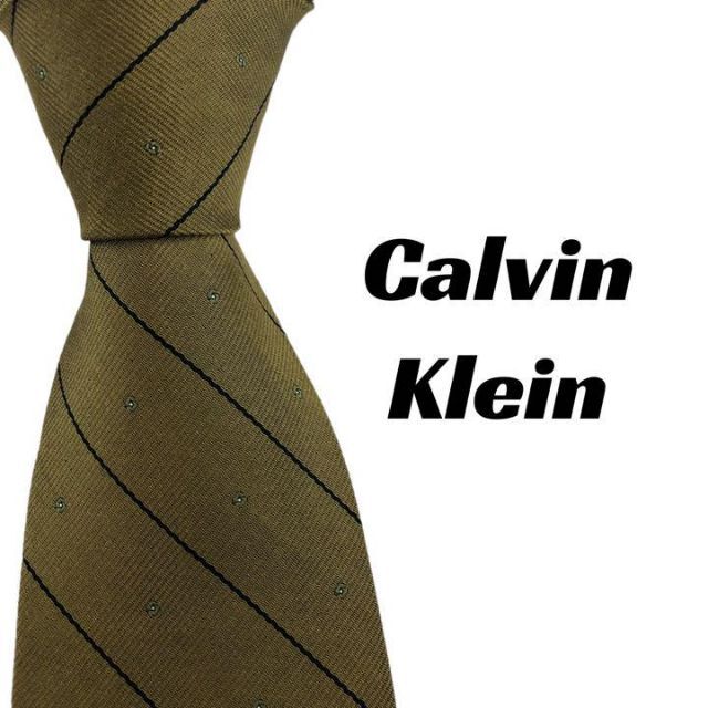 Calvin Klein(カルバンクライン)の【3493】良品！Calvin Klein ネクタイ　ゴールド系 メンズのファッション小物(ネクタイ)の商品写真