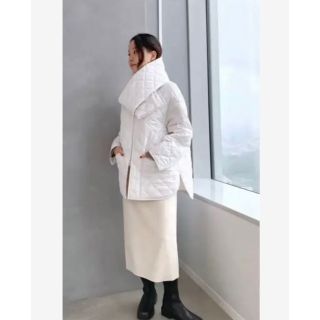 theory luxe ストール付き キルティング コート-