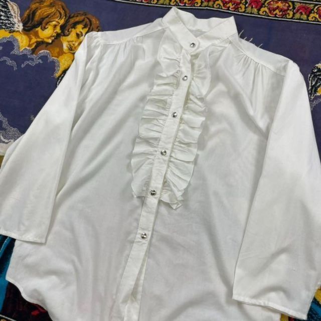 ビンテージフリルシャツ 70s ドレスシャツ カフス 白 ヒッピー