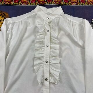 ビンテージフリルシャツ 70s ドレスシャツ カフス 白 ヒッピー