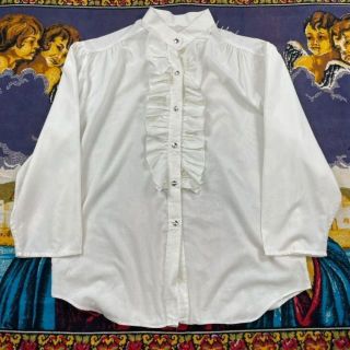 ビンテージフリルシャツ 70s ドレスシャツ カフス 白 ヒッピーの通販 ...