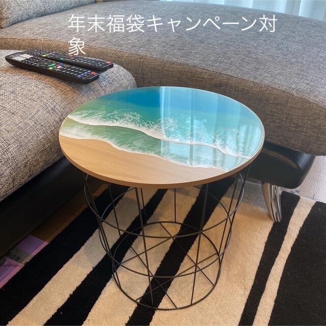 海のサイドテーブル　カフェテーブル　コーヒーテーブル　海レジンアート