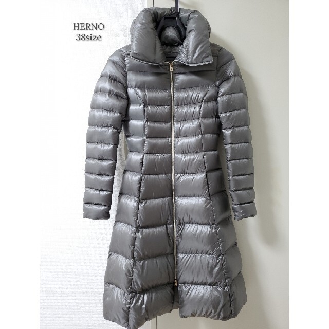 美品♪HERNO ヘルノ 美シルエット ロング ダウン コート グレー