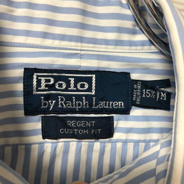 Ralph Lauren(ラルフローレン)のポロラルフローレン ストライプ ワイドカラー レジェンドカスタムフィット M レディースのトップス(シャツ/ブラウス(長袖/七分))の商品写真