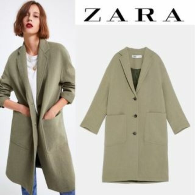 ZARA(ザラ)の美品❤️ZARA カーキ オーバーサイズ ロングコート❤️Ｓ レディースのジャケット/アウター(テーラードジャケット)の商品写真