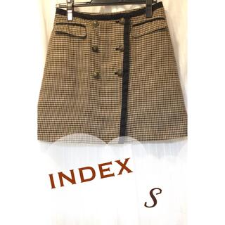 インデックス(INDEX)のINDEX(インデックス)ブラウンの千鳥格子巻きスカート(ひざ丈スカート)