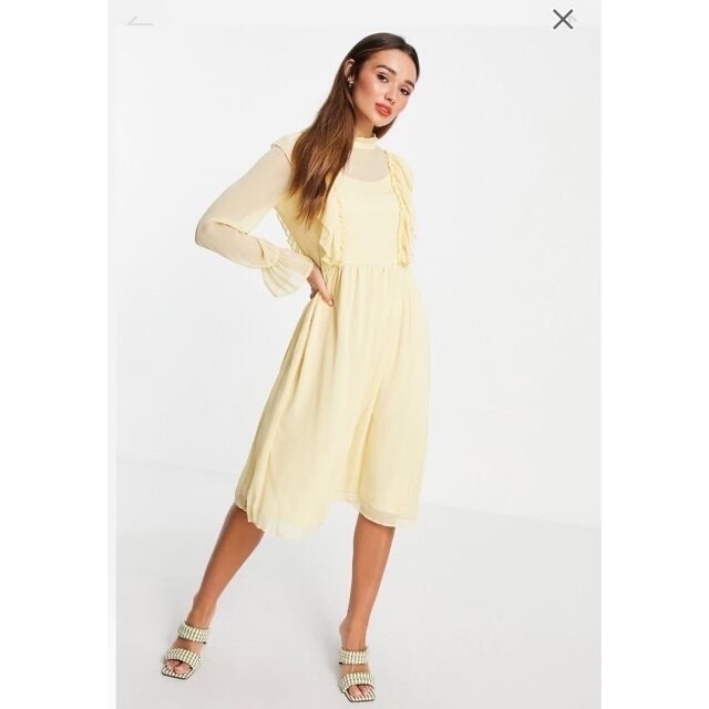 asos(エイソス)の【ASOS】新品 VILAフリルワンピース  UK10 レディースのワンピース(ロングワンピース/マキシワンピース)の商品写真