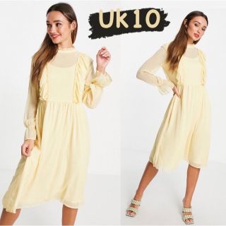 エイソス(asos)の【ASOS】新品 VILAフリルワンピース  UK10(ロングワンピース/マキシワンピース)