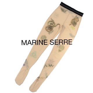 ジャンポールゴルチエ(Jean-Paul GAULTIER)のMARINE SERRE マリーンセル セカンドスキン タイツ タトゥー柄(タイツ/ストッキング)