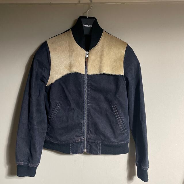 vintage cow leather denim blouson - Gジャン/デニムジャケット