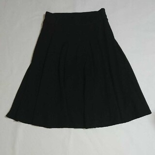 【美品】 レディース フレアスカート ブラック Lサイズ(ひざ丈スカート)