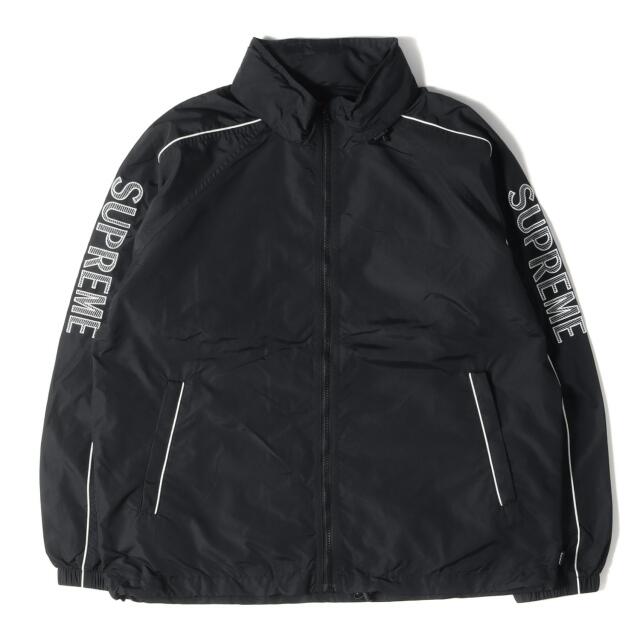 Supreme シュプリーム ジャケット ストライプロゴ ウインドブレーカー ジャケット Striped Logo Windbreaker 17SS ブラック 黒 M アウター ブルゾン【メンズ】【美品】