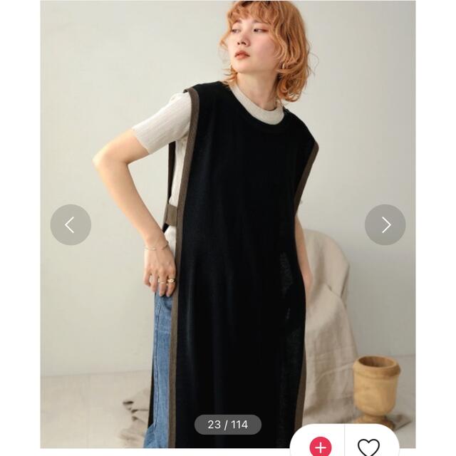 Bab 【WAB限定】配色ニットロングベスト レディースのトップス(ベスト/ジレ)の商品写真